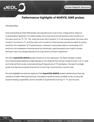 Performance highlights of MARVEL NMR probes